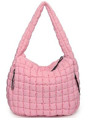 Quilted Puffer Tote Bag Large Nylon Shoulder Hobo Bag Work Gym Travel